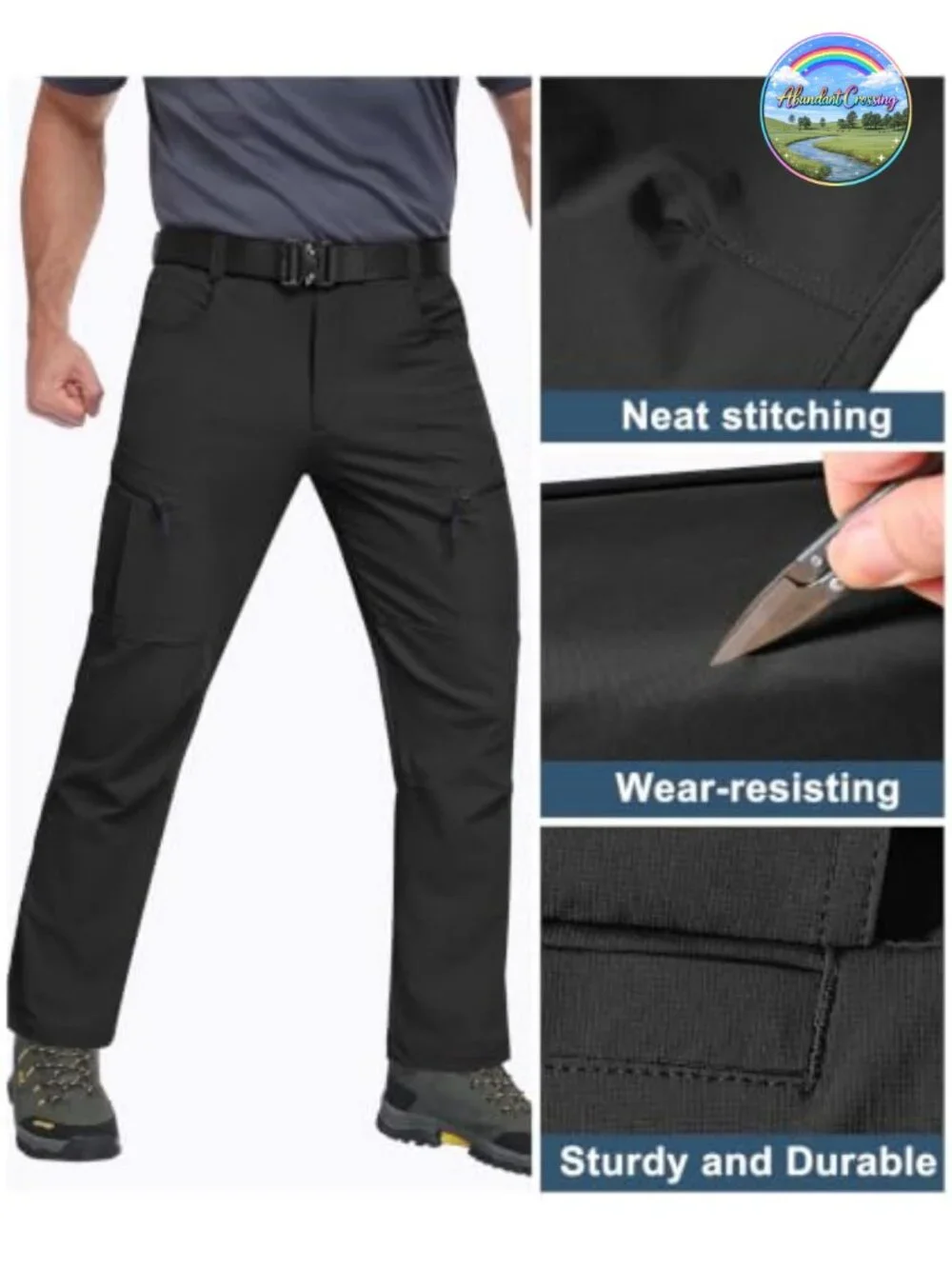 Waterproof Mens Hiking Cargo Pants 90% Nylon 10% Spandex Lightweight Quick Dry